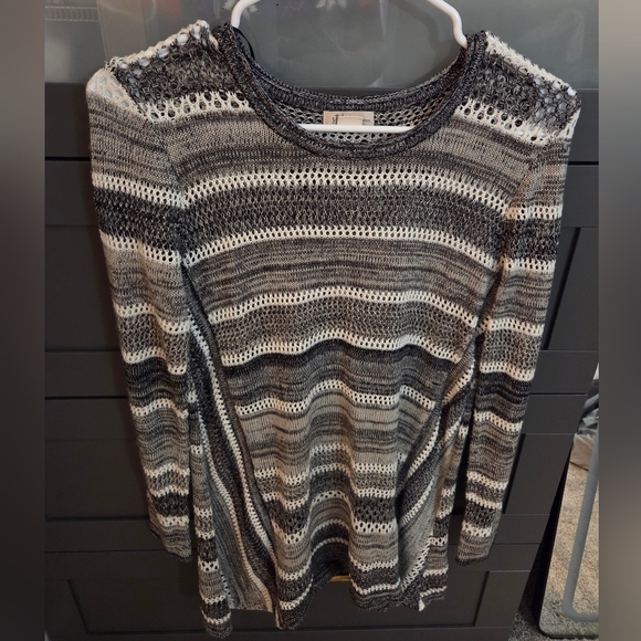 Striped Long Sleeve Shear Knit Sweater - Picture 2 of 4